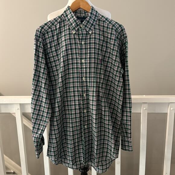 Ralph Lauren Green / Purple Plaid "Blake" Button Down Shirt Size Medium - Picture 1 of 7